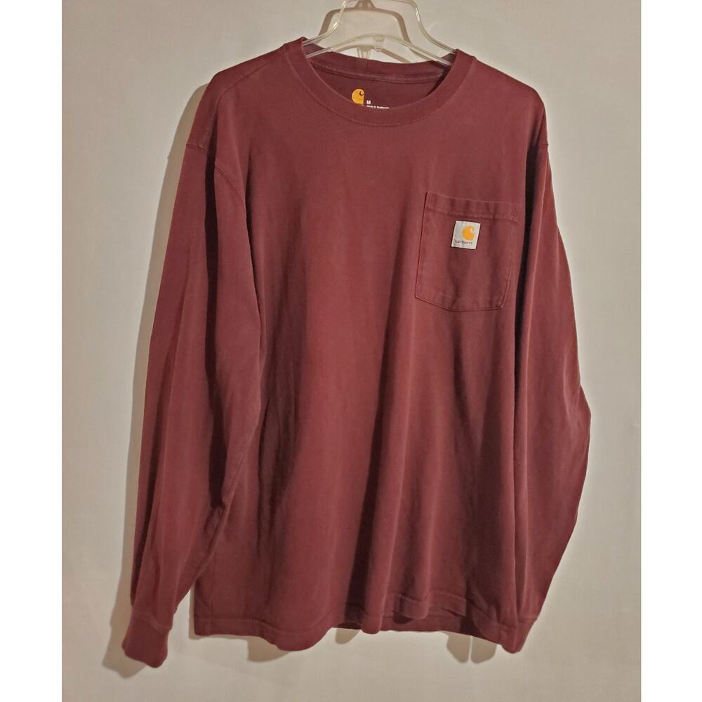 Carhartt Mens Port Long-Sleeve Original Fit Work T-Shirt Size M Pocket K126PRT